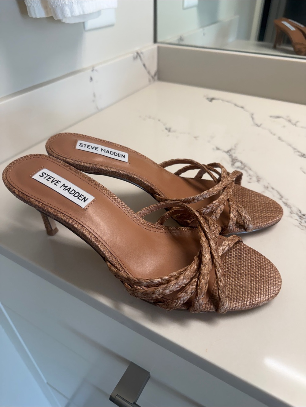Steve Madden Braided Tan Slide Sandals